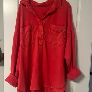 Aerie Red Button Down Shirt